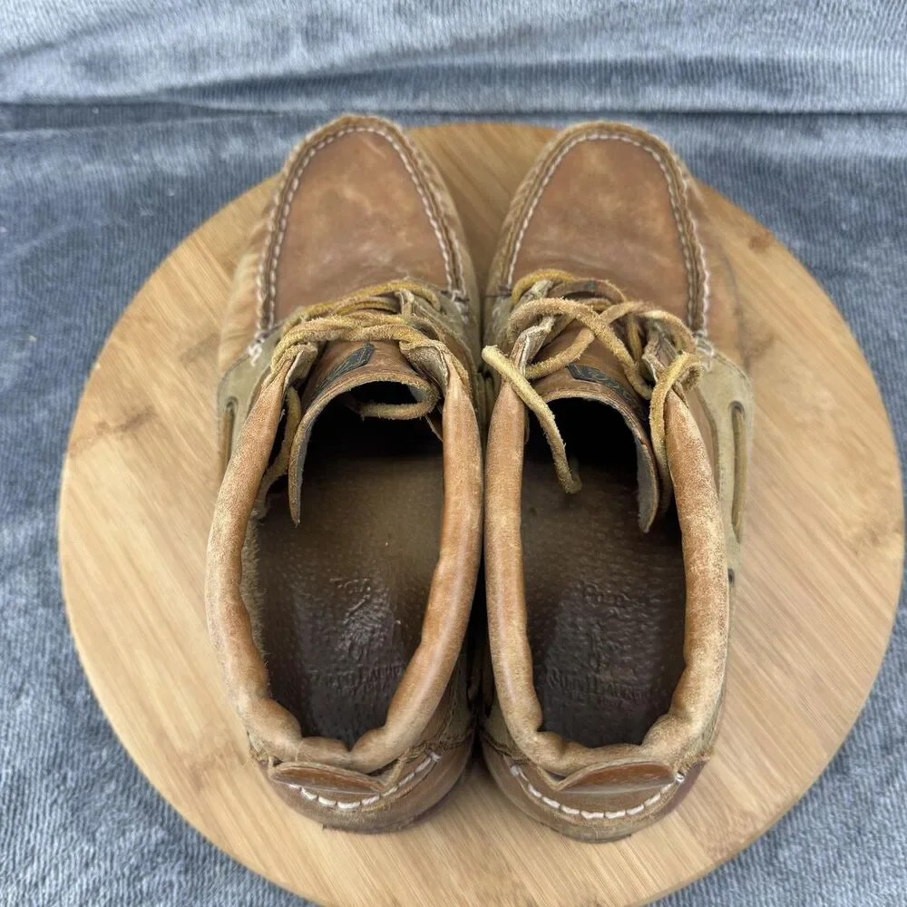 Polo Ralph Lauren Ridgemoor Boots Mens Size 8.5 Brown Leather Chukka Lug Sole